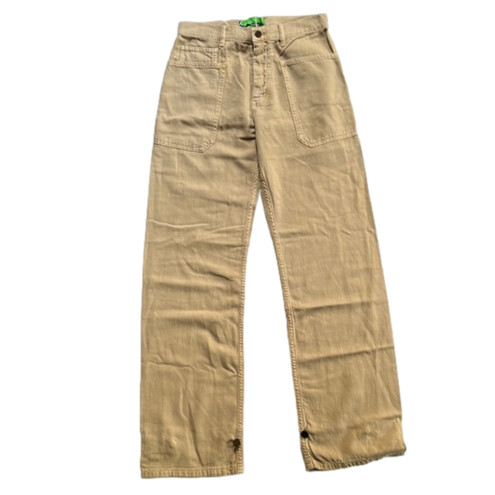 Sandrine Rose Free People High rise Linen Pants in Tan Straight leg 29 Classic